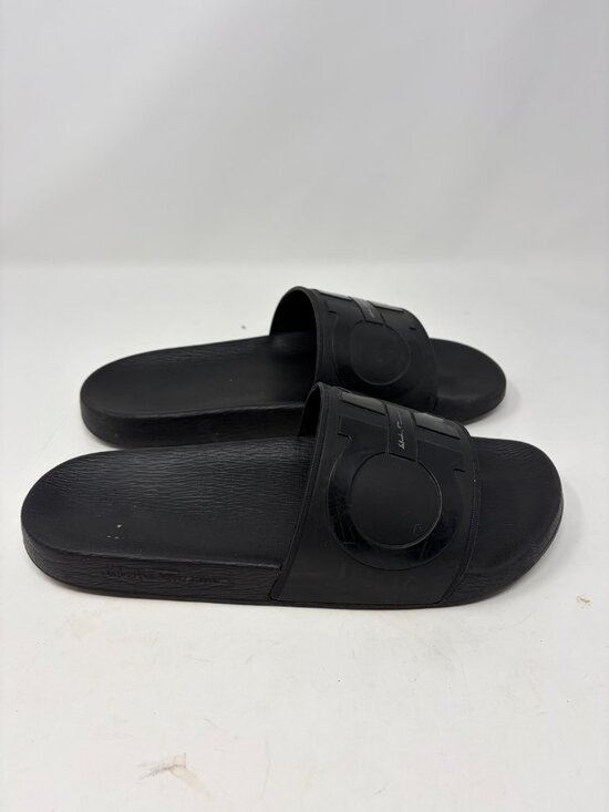 Salvatore Ferragamo men\'s Groove 2 athletic slides 9 Gancini logo black sandals main image 7